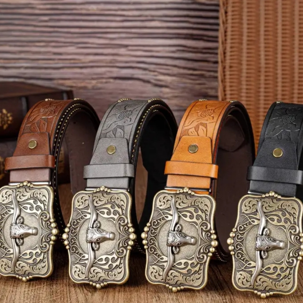 Longhorn steer 47" belt & buckle set choose color